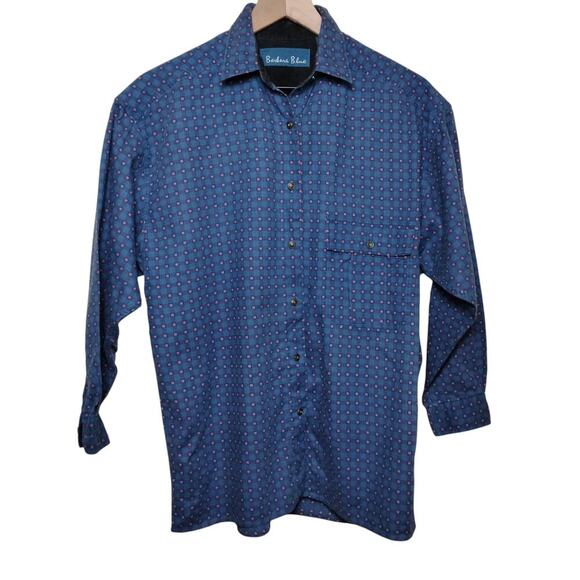 Vintage Barbara Blue Blue and Pink Plaid Patterned Button Down, Small - Picture 1 of 9